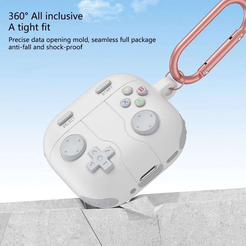 Customs Fit Protective Silicone Case For  Earbud Case With Gaming Consoles Design And Carabiner Clip