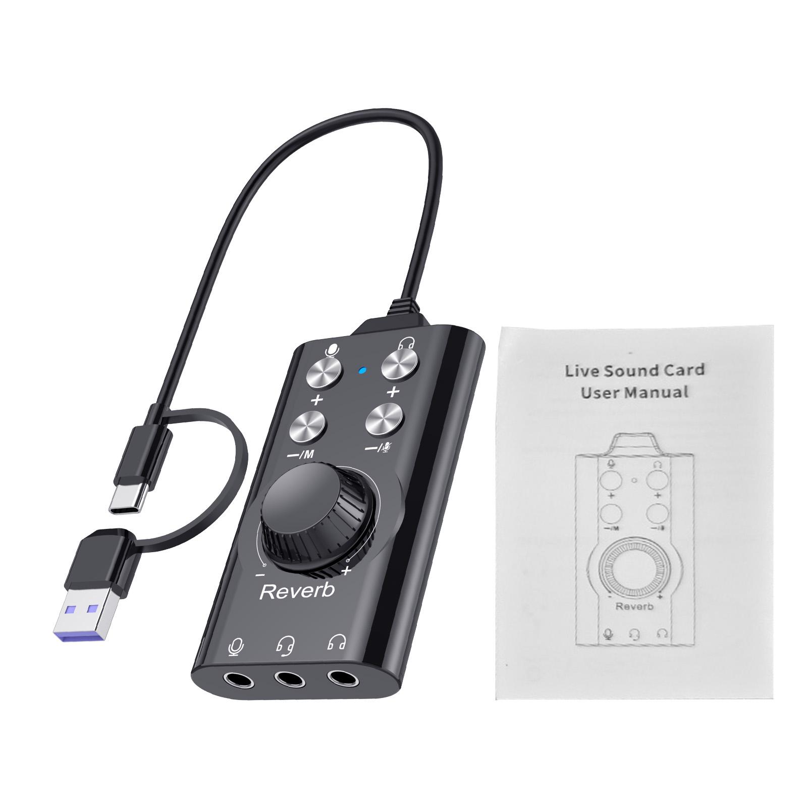 

7.1 Внешний USB Звуковой Адаптер с 3,5 мм разъемом, регулятором громкости, Plug and Play, стерео, микрофон, динамик, гарнитура для музыки, игр, ПК чёрный