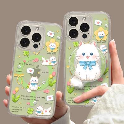 Magnetischer Katzenständer Geeignet für Apple 16promax Handyhülle 14 Niedlich 15 Sturzsicher 13 Transparentes Silikon 12 Weich