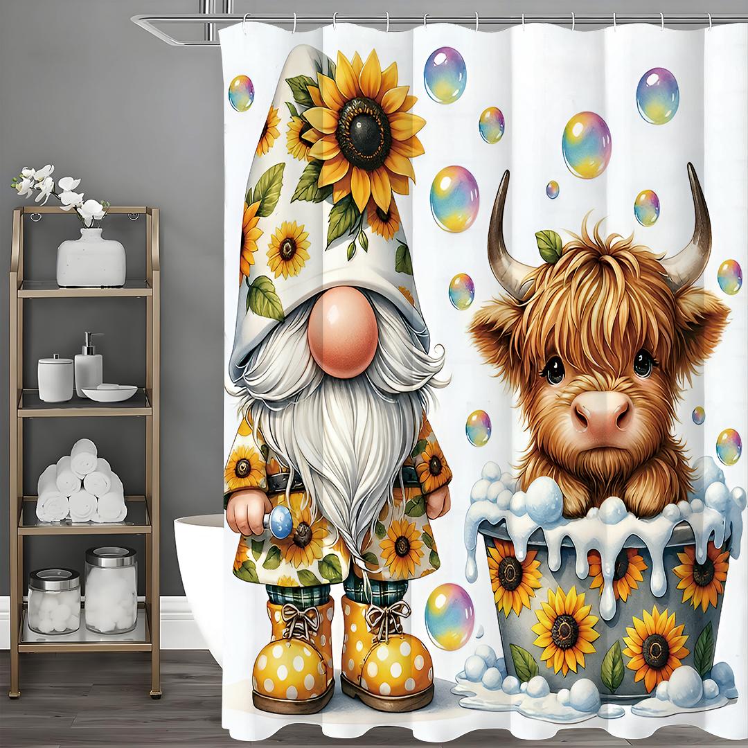 

Милый теленок карликовый подсолнух пузырьковая шторка для душа, декоративная шторка для душа для ванной комнаты, водонепроницаемая шторка для душа с крючками 150*180cm