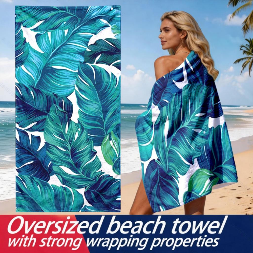 Tropisches Schildkrötenrücken-Bambusblatt-Thema Polyester-Mikrofaser-Strandtuch ist hochsaugfähig, geeignet für Schwimm- und Strandausflüge
