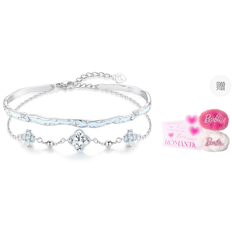 Barbie crystal bracelet [ Exploding Crystal*Lucky Four-leaf Clover] Luminous transfer rich flower chain stacking niche light G-Ba2512010 белый