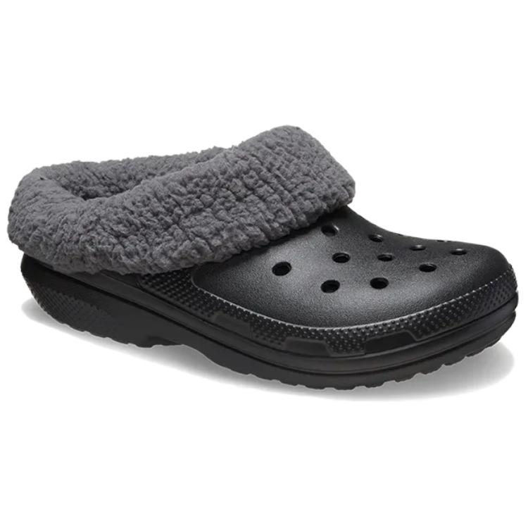 Crocs Comfortable Simple Floral Roll Clogs Unisex Clogs Black 210846-0C4
