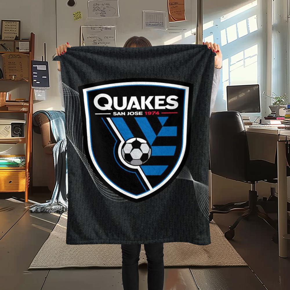 1Pc San Jose Earthquakes Print Flannel Blanket High Quality Warm Comfortable Cover for All Seasons Perfect for Gifts Home Decor