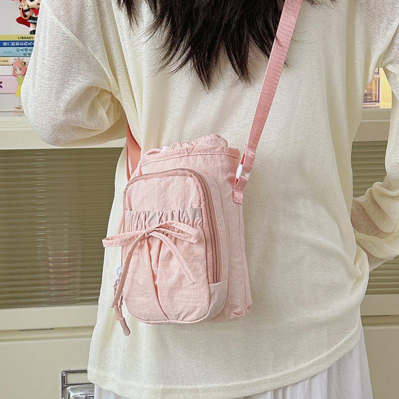 New outdoor lightweight bow bundle messenger bag waterproof mobile phone bag thermal insulation kettle bag women's shoulder bag