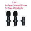 2 In 1 Wireless Lavalier Microphone Portable Audio Video Recording Live Broadcast Gaming for iOS Type C Live Broadcast Game Mic