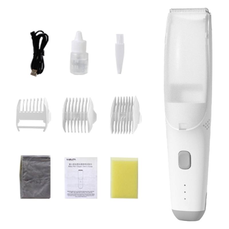 

Baby Hair Trimmer USB Rechargeable Vacuum Hair Trimmer Toddler Child Cordless Haircut Machine with 3 Guide Comb білий