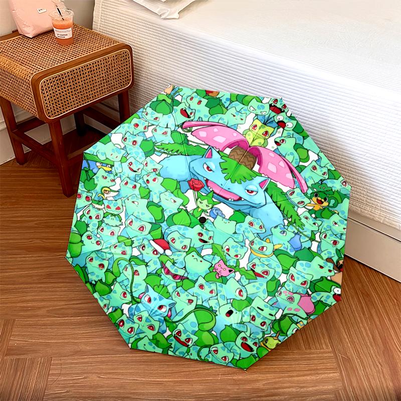 Bulbasaur pattern, automatic folding umbrella, portable and foldable design, 8 ribs, a Christmas or birthday gift.