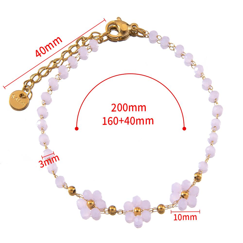 1pcs Stainless Steel Crystal Flower Beaded Chains Lobster Clasps Braid Bracelet Necklace for Women DIY Jewelry Making Wholesale