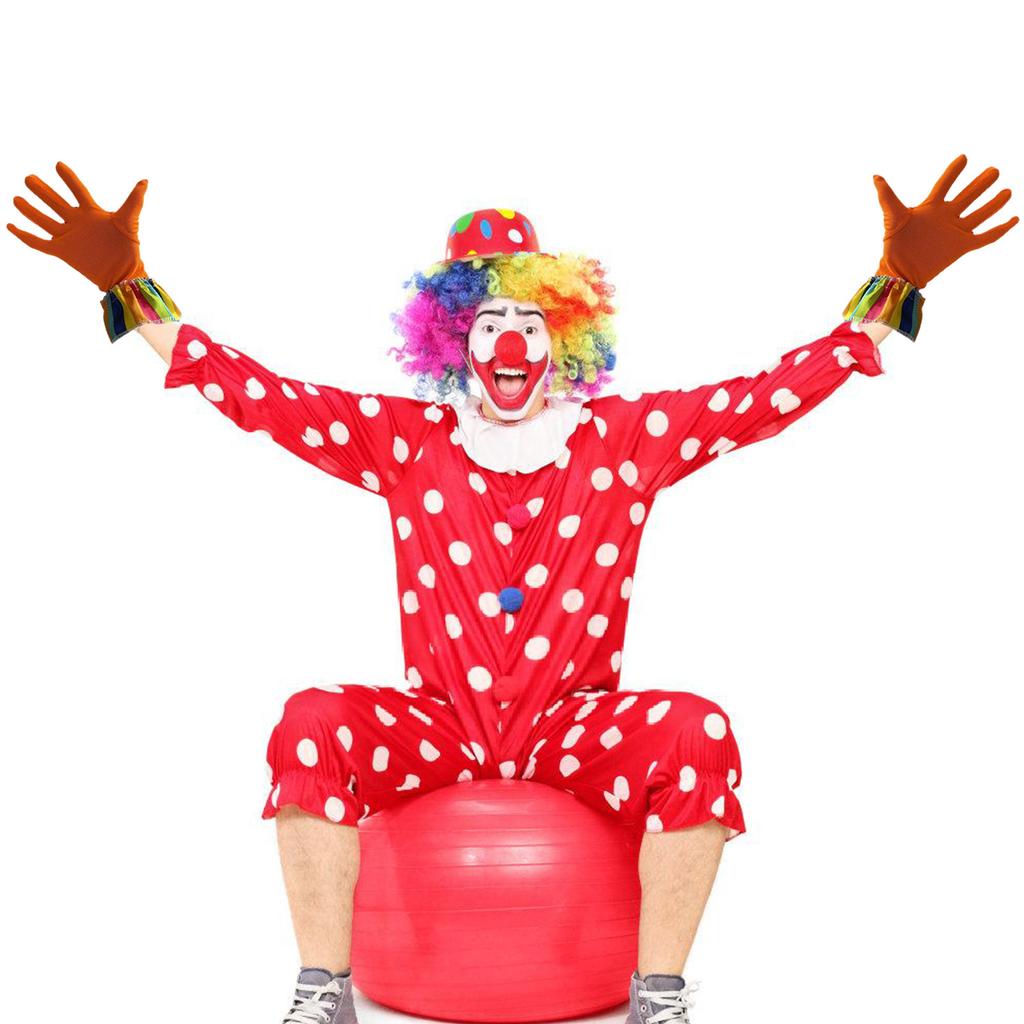 Funny Cosplay Clown Gloves For Halloween And Carnival Parties Soft Polyester Satin Pompoms Gloves With Elastic Design