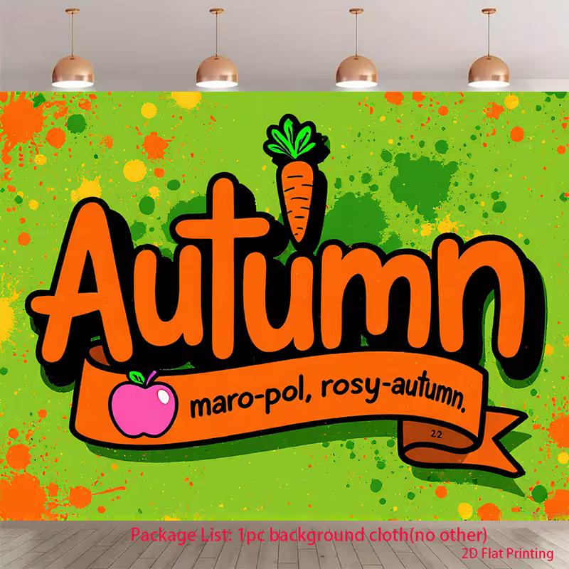 

2D Autumn Graffiti Backdrop, Fall Harvest Photography Background Banner for Party Deco 47.2x31.5inch/120*80cm