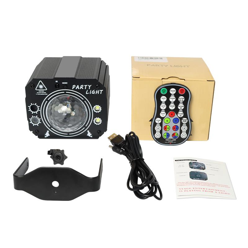 Mini DJ Disco Light Sound Activated Led RGBW Magic Ball Strobe Stage Effect Laser Projector Lamp for Dance Birthday Wedding Bar Xmas Partys