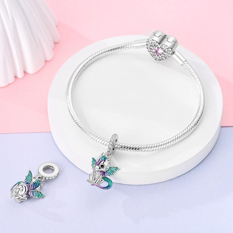 Charms Copper Dreamy And Cute Fire Dragon Pendants Fit Charms Plata Original Bracelet Beads Women Jewellery Making Gifts