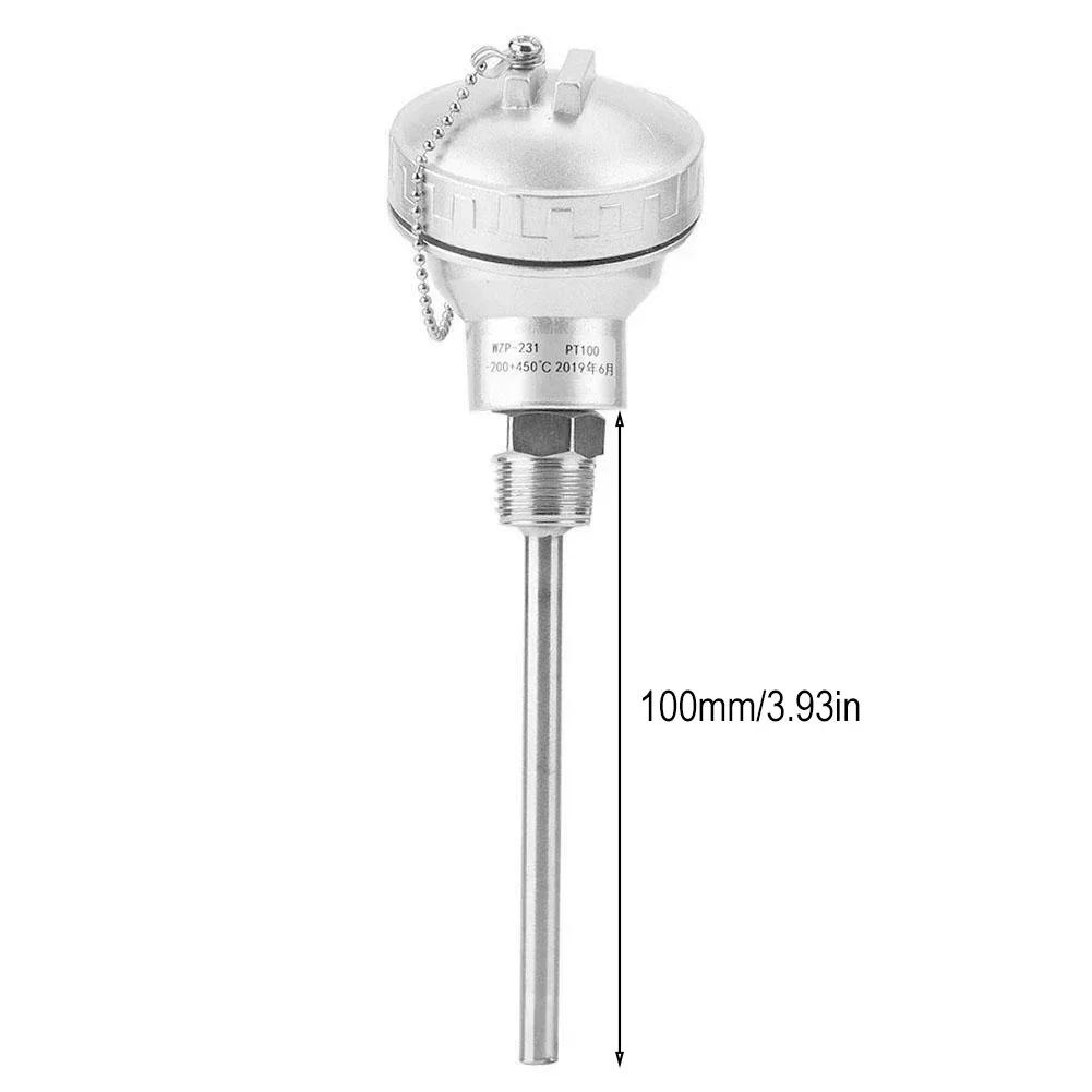 1set RTD PT100 Temperature Sensor Probe 1/2" NPT Thread Thermocouple 50/100/150/200/250/300/400mm Terminal Head Accessories