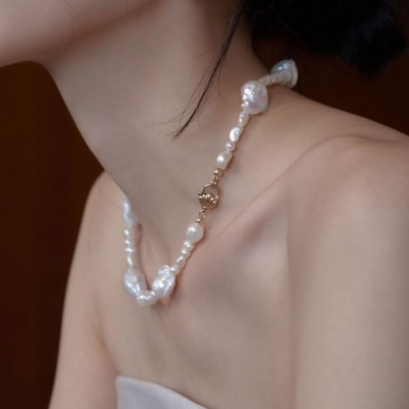 Aube De Moi Seashell Pearl Necklace_Cream
