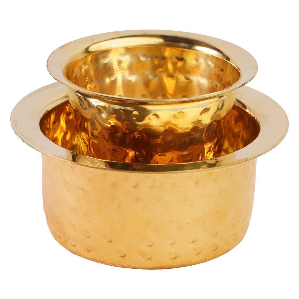 Indian Brass Coffee Cup Dawara/Dabara & Tumbler for Serving Filter Coffee/Tea/Traditional Kumbakonam Brass Dabara - | Hammered Matt - 150ml (Set of 1)