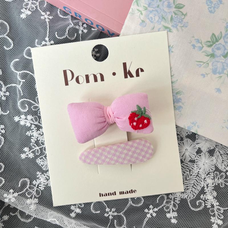 Cute Fruit Embroidered Gingham Hair Clip for Kids