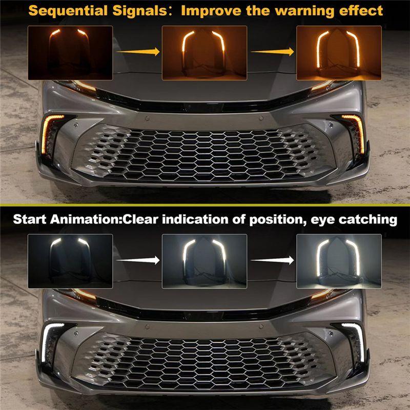 Strange Front Bumper Fog Light For Toyota Camry SE XSE 2025 DRL White Daytime Running Light Amber Turn Signal Lamp Accessories