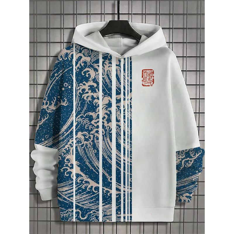 Japanese Harajuku 3D Printed Hoodies For Men Mountain Cat Tentacle Graphic Sweatshirts Casual Loose Hooded Long Sleeves Pullover