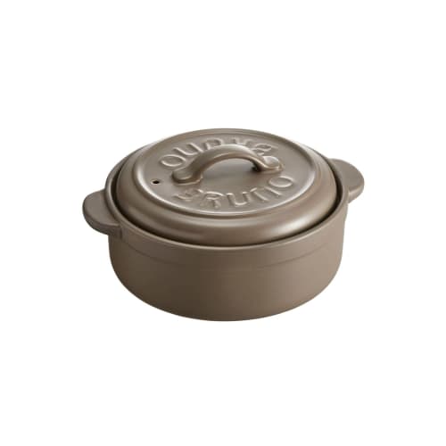 BRUNO Earthenware Pot, Size 8, for Rice Cooking, Induction Cooking, and Stewing, with Handle for Easy Cleaning and Two-Handled Operation, Greige, BHK2