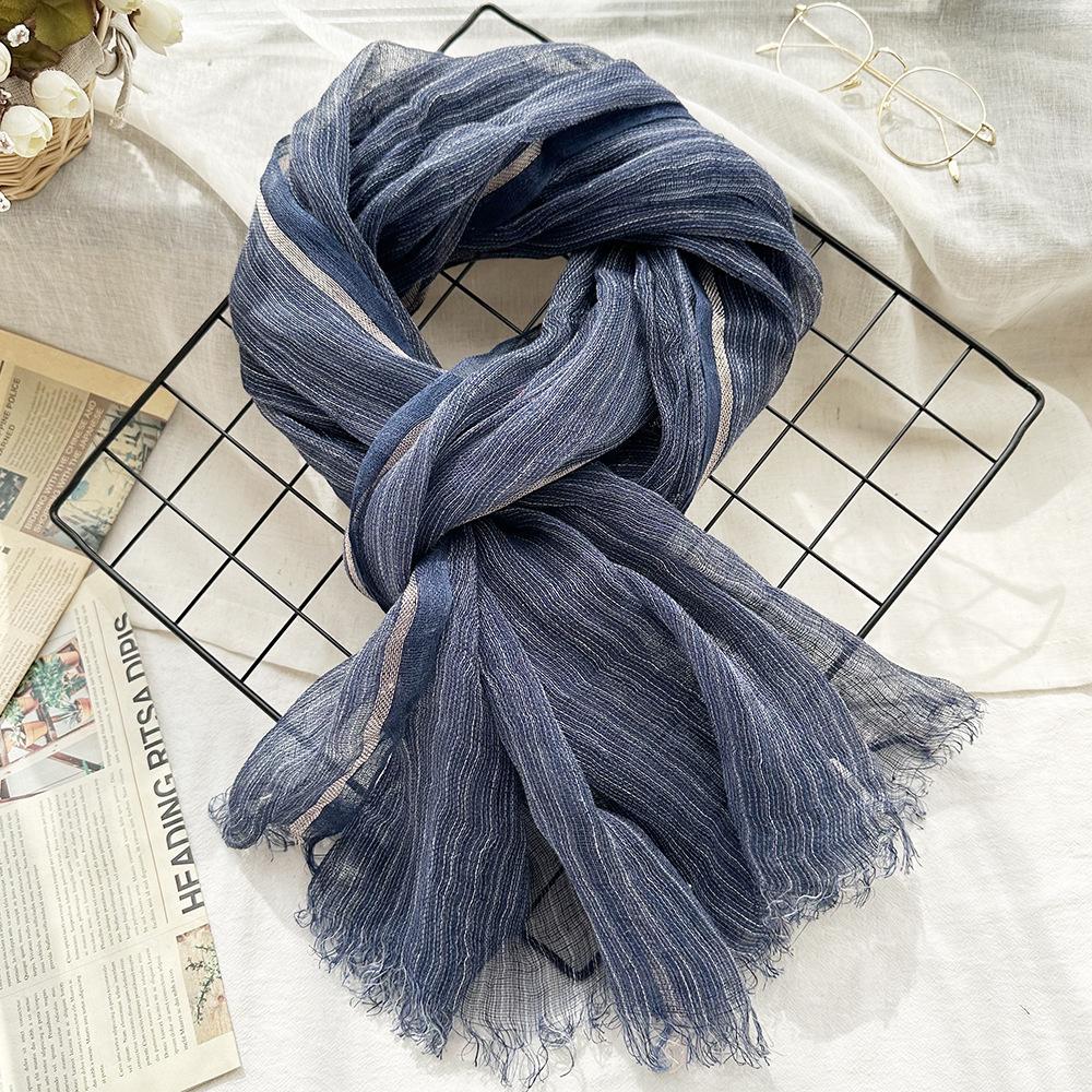 Women Light And Breathable Scarf Pure Linen Solid Scarf Neckwear Unisex Children Spring Autumn Winter Female Foulard Wrap