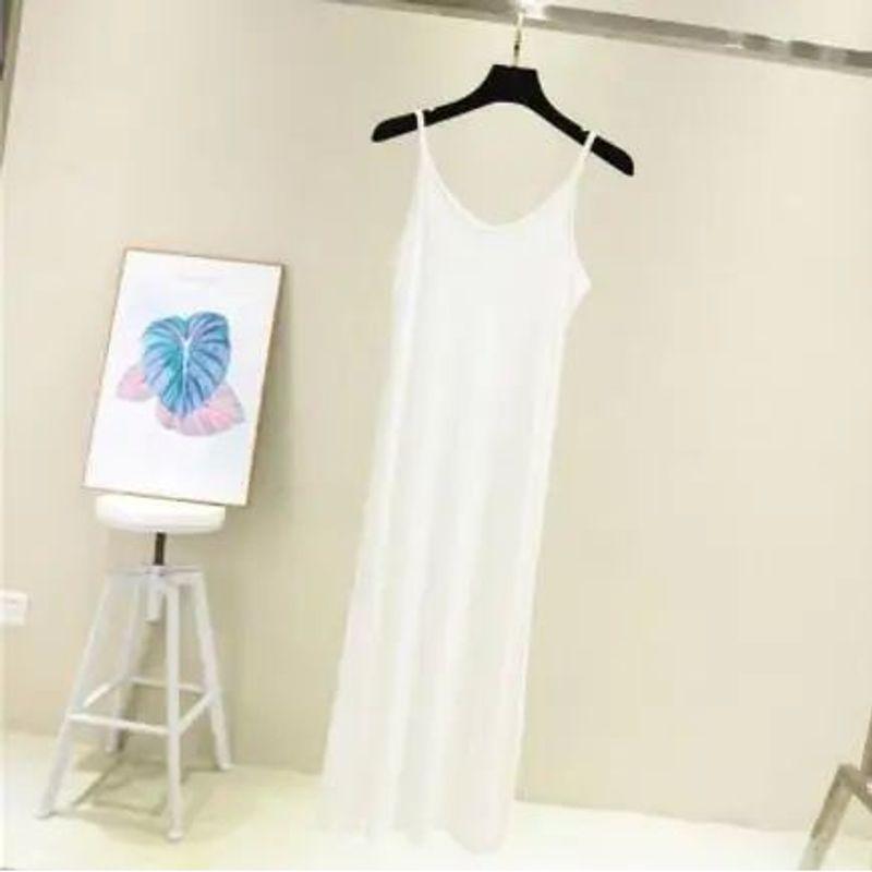 Anti Penetration Lined Bottom Dress Pure Color Anti-Penetration Lining Base Dress Women