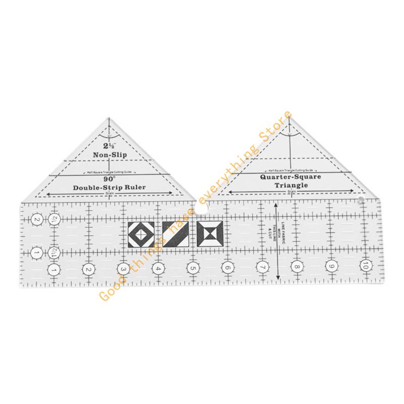 

90 Degree for Triangle Cutting Patchwork Ruler Double Strip DIY Sewing 6/8/10/18 55KF