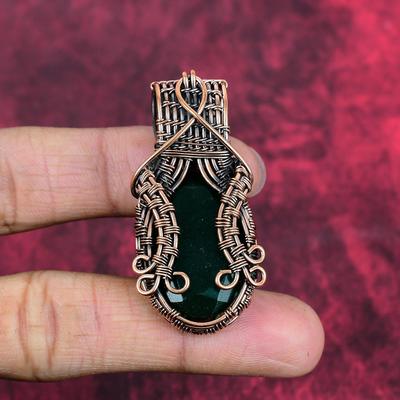Faceted Zambian Emerald Pendant Copper Wire Wrapped Pendant Gemstone Jewelry Handmade Brand New Pendant Copper Wire Jewelry Engagement Gifts