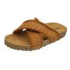 Retro woven cross-cool slippers women's outerwear 2025 summer new with skirt one-word slippers casual shoes