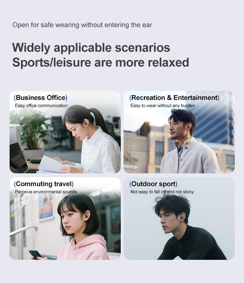 Smart AI Translation Headset Stereo Sound Semi-in-ear Air Conduction True Wireless Sports Long-lasting Bluetooth Headset