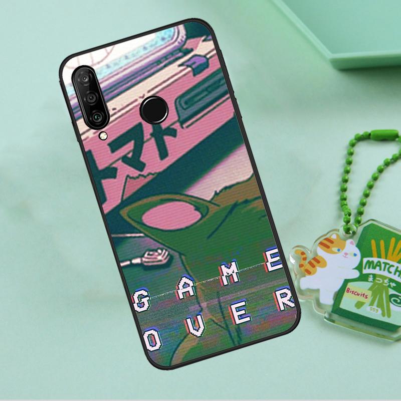 Retro Aesthetic Japanese Game Over For Huawei Nova 8i 11i 12i 12s 9 10 SE Y90 Y60 Y70 Y72 Y61 Y91 P20 P30 P40 Lite P60 Pro Case