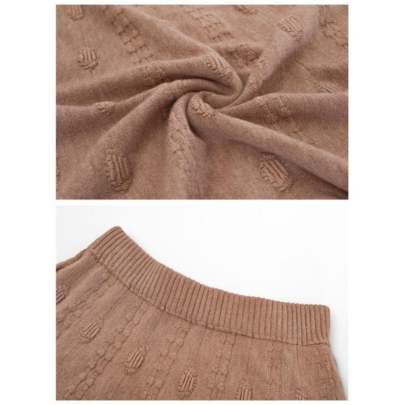 Knitted Midi Skirt for Women Autumn and Winter High Waisted Mid Length Knitted Skirt A-line Skirt