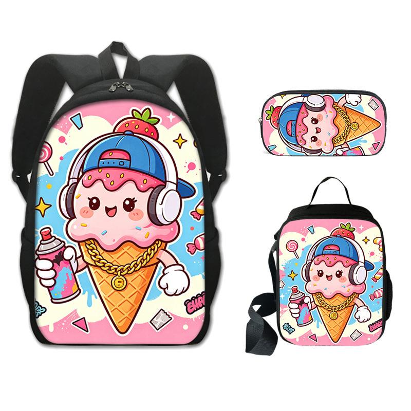 Casques Musicaux Nouveauté Populaires de Luxe Imprimés en 3D Set de 3 pièces Sacs d'École pour Élèves Sac à Dos pour Ordinateur Portable Sac à Lunch Trousse à Crayons