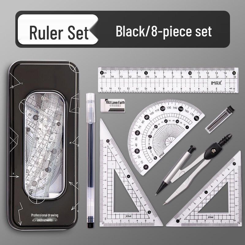 Grundschul Metall Zirkel & Lineal Set - Beinhaltet Zirkel, Kartenetui, Lineal in Box & Zeichenwerkzeuge