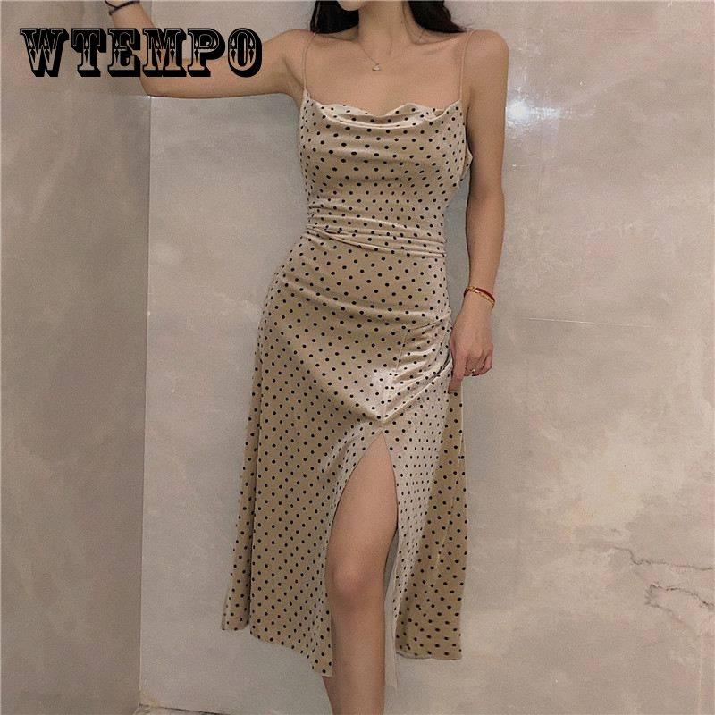 Buy New Summer Women Long Polka Dot Spaghetti Strap Dress Velvet ...