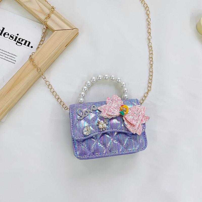 

Stylish Mini Crossbody Bag For Kids Featuring Adorable Princess Design And Waterproof Material Bow Purple