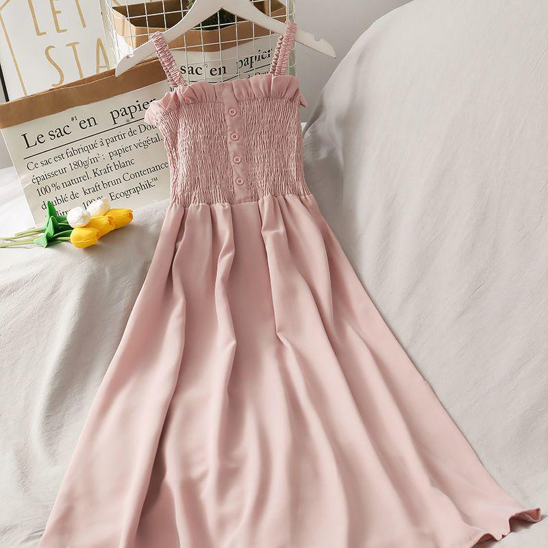 2026 Women's Plus Size Slimming Fairy Camisole Slip Dress with Pleated Hem for Summer