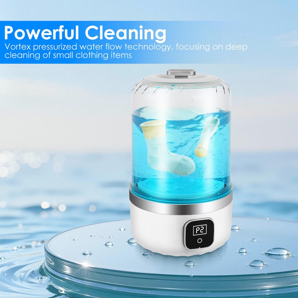 Mini Washing Machine 1L USB Rechargeable Portable Underwear Socks Electric Wireless Charging Washing Cup Laundry Bucket
