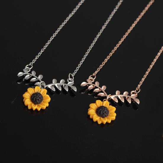 Ensemble de bijoux pour femmes, joli pendentif feuilles de tournesol, clous d'oreilles, boucles d'oreilles, collier, cadeau