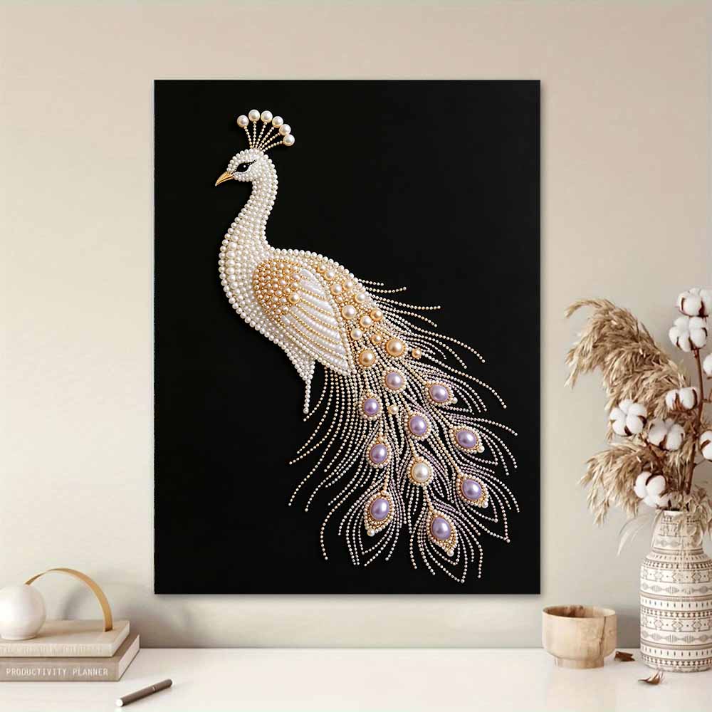 DIY Pearl Diamond Art Painting kits for Adult and Beginners, Majestic Peacock Sparkling Painting Craft Home Wall Decor Handmade Gift