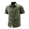 Solid Color Short Sleeved Men's Shirt Washed With Pure Cotton, With A Flanged Style, Sporty And Casual Loose Fit Shirt