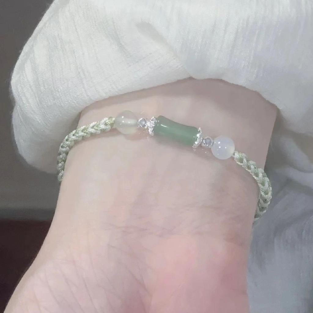 Vintage Chinese Style Braid Bamboo Bracelet For Women Girls Beaded Bracelet Party Handmade Jewelry Adjustable Gifts