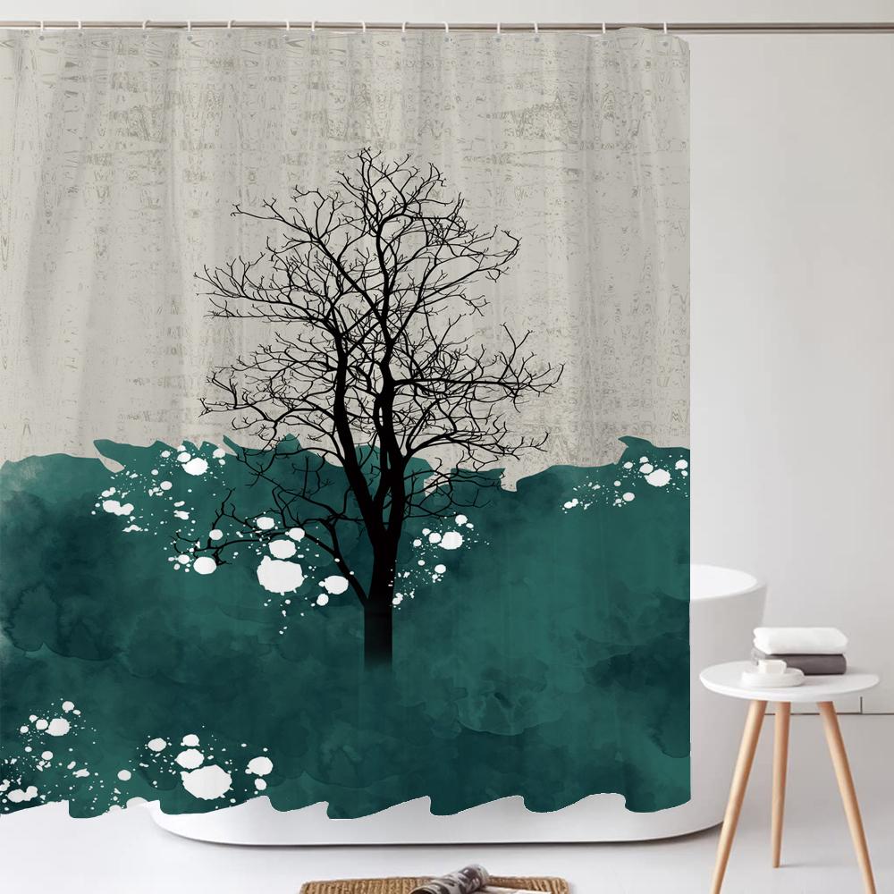 Nordische Abstrakte Kunst Duschvorhang Einfache Geometrie Badewannenvorhang Wasserdicht Polyester Badezimmer Vorhang Zubehör Dekor