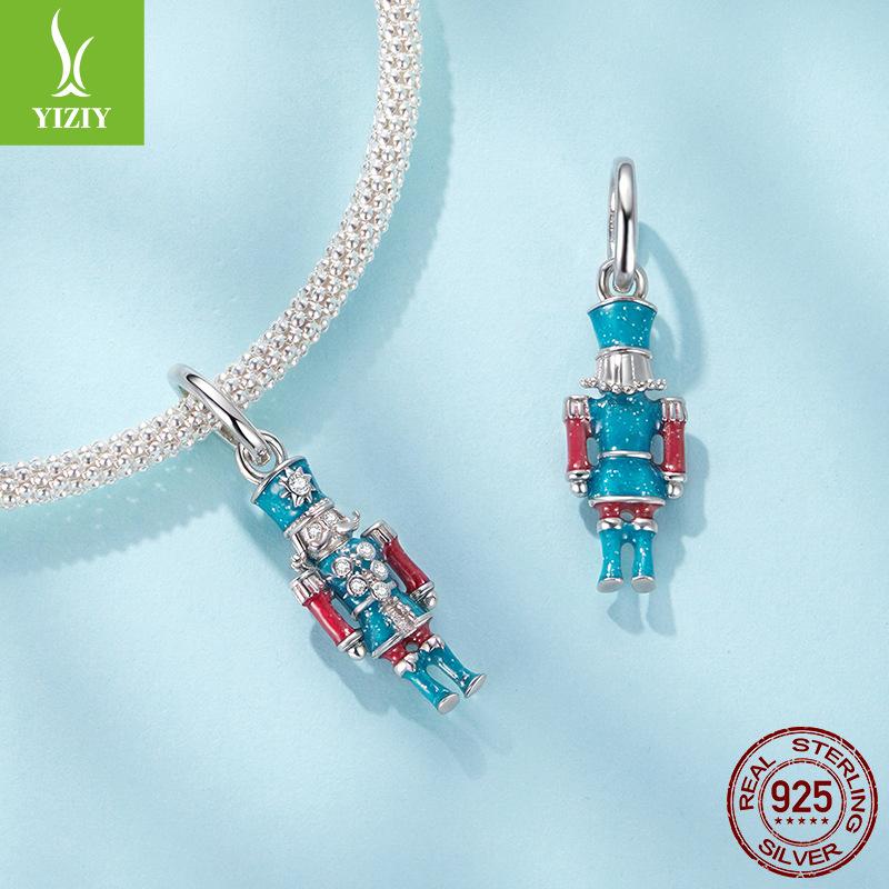 S925 Sterling Silver Nutcracker Pendant Accessories, Guardian Angel Diy Bracelet Lucky Beads