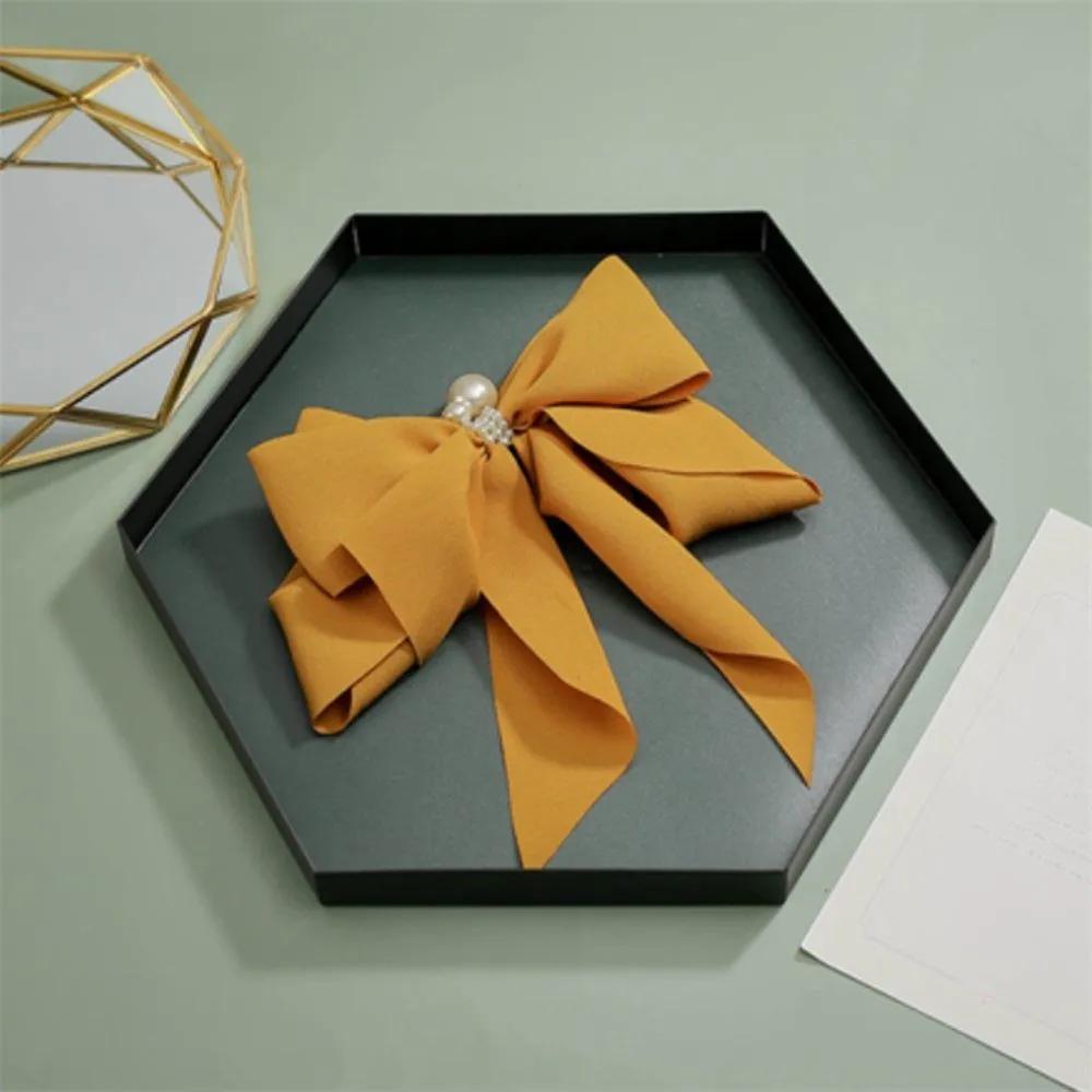 Pearl ribbon automatic hair clip yellow automatic hair clip hair ribbon