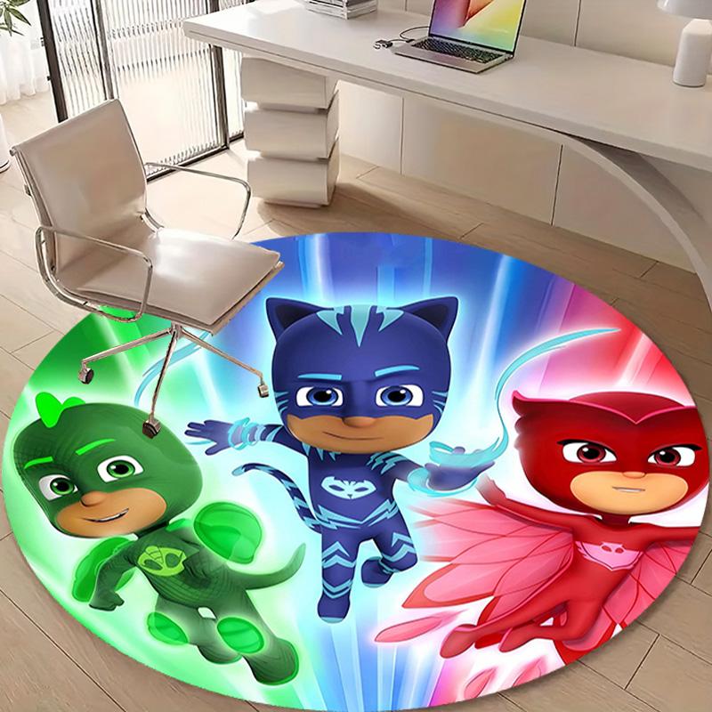 1pc PJ Marks1 Design Printed Area Round Carpet for Bedroom Living Room Home Decor Rugs Mat Non Slip Mat Rug for Bedside