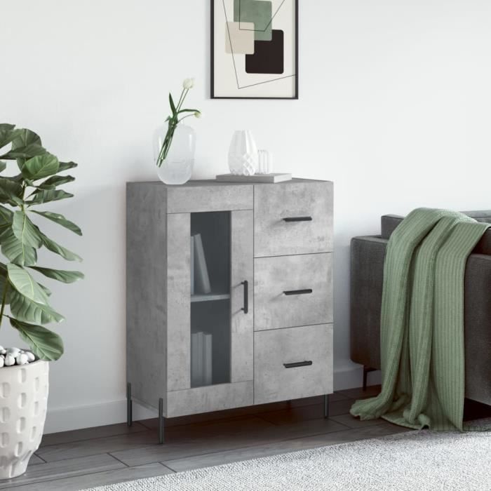 VidaXL Buffet gris béton 69,5x34x90 cm bois d'ingénierie 828056