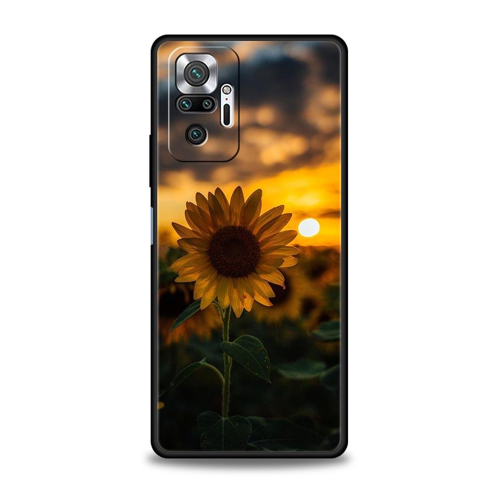 Beautiful Yellow Sunflower Phone Case For Xiaomi Redmi Note 14 13 5G 10 11 12 Pro Plus 4G 14C 13C 12C 10C Black Cover