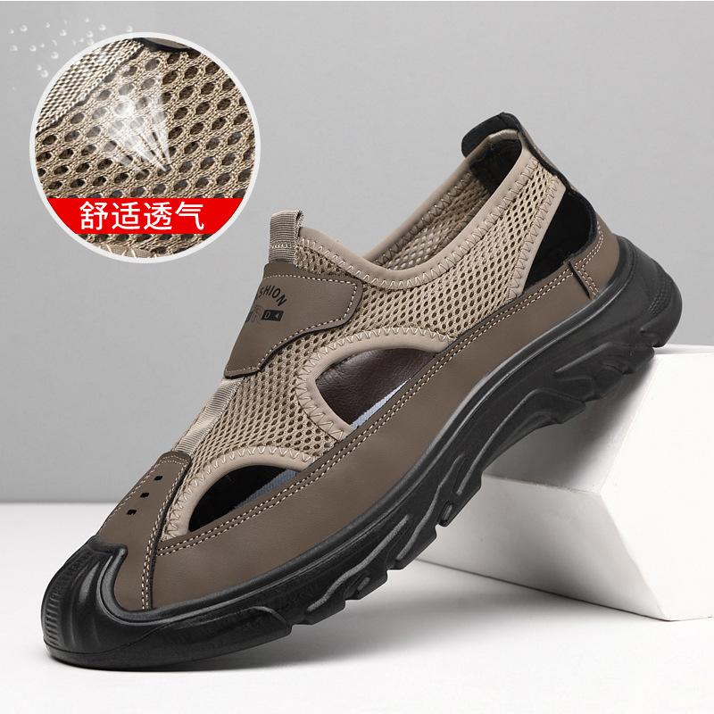 Herren Sommer Sandalen atmungsaktiv vielseitig Freizeitschuhe weiche Sohle Outdoor Shuoxi Schuhe Trend hohles Mesh Sport Herrenschuhe