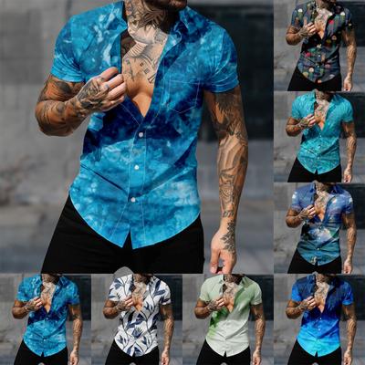 Herren-Hemden mit Hawaii-Muster, bedruckt, kurzärmelig, mit Knöpfen, für Herren, lässige Mode, kurzärmelige Hemden